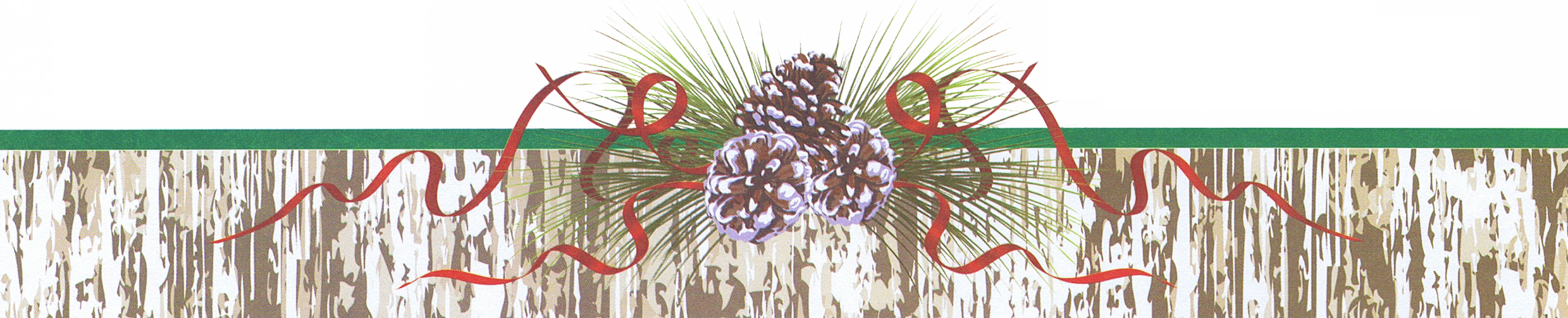 footer image with pinecones and ribbon
